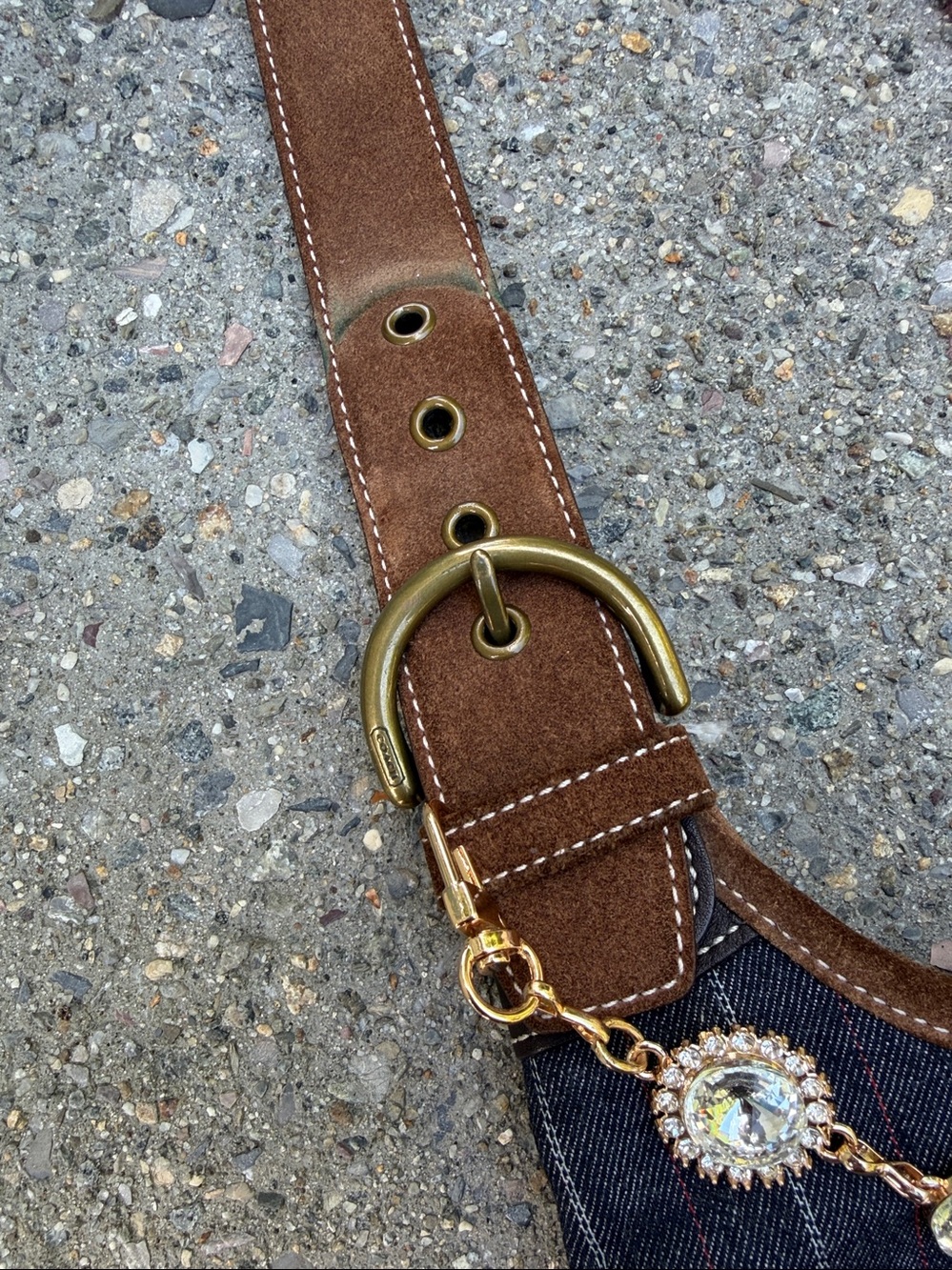 Rare Y2K Vintage Coach Denim Pinstripe Suede Shoulder/Crossbody Bag - Picture 17 of 17